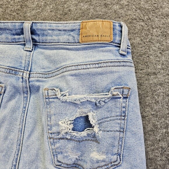 American Eagle Jeans Womens Size 000 Light Wash Mom Jean Stretch Distressed - Picture 4 of 12